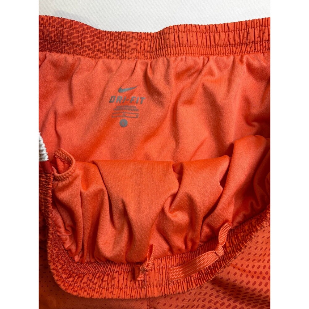 Nike Women's Large Tempo Running Shorts Dri-FIT Orange Digital Dot Print White - Picture 2 of 11